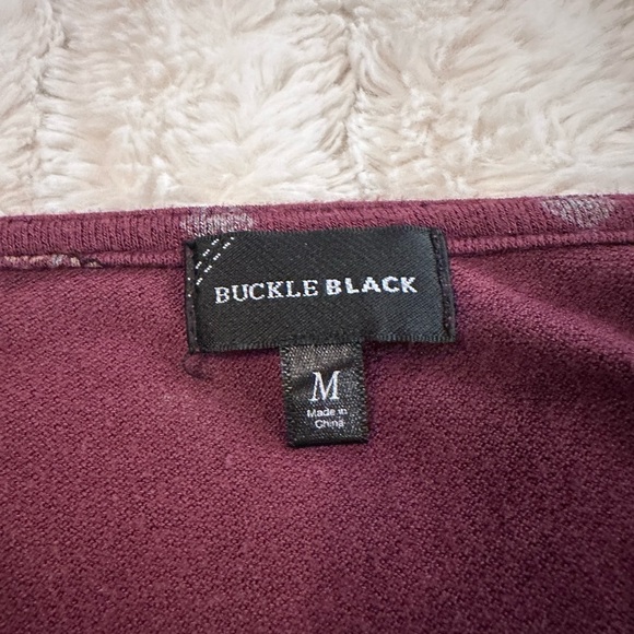 Buckle Black Boho Ruched Button Front Top – Size M - Picture 2 of 4